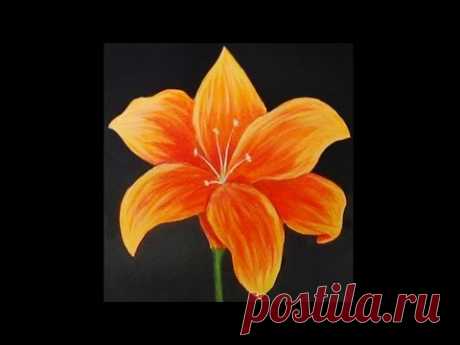 Orange Lily Acrylic Painting