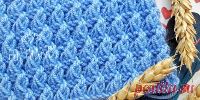 Объемный узор спицами Ракушки из вытянутых петель - svjazat.ru