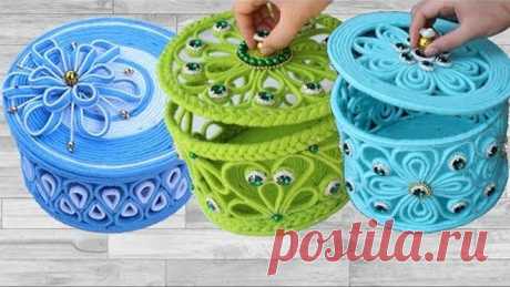 5 Beautiful jewelry box with woolen & newspaper | Diy jewelry box #2