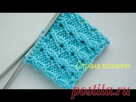 Узоры спицами. Ажурная резинка. Вязание по кругу. Knitting patterns. Openwork elastic band.