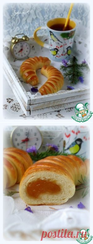 Рогалики с яблочным повидлом - кулинарный рецепт