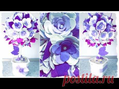 ТОПИАРИЙ из ЦВЕТОВ из КАРТОННЫХ ЛОТКОВ для яиц — мастер класс! Цветочный топиарий от Алены Тихоновой