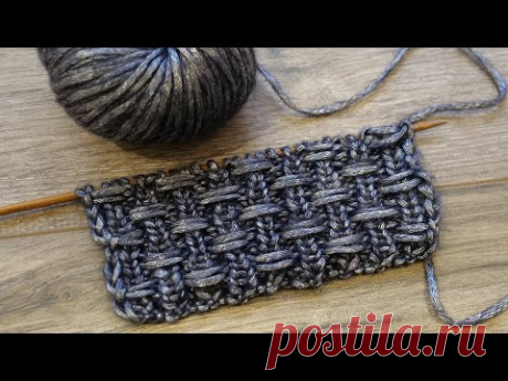 Узор «Протяжки на резинке» спицами ♟ The thread on a rib knitting pattern ✌🏻
