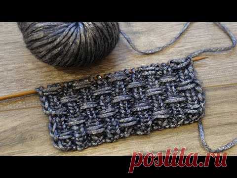 Узор «Протяжки на резинке» спицами ♟ The thread on a rib knitting pattern ✌🏻