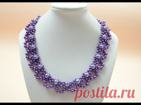 PandaHall Jewelry Making Tutorial Video--How to Bead a Purple Pearl Lace Necklace for Brides