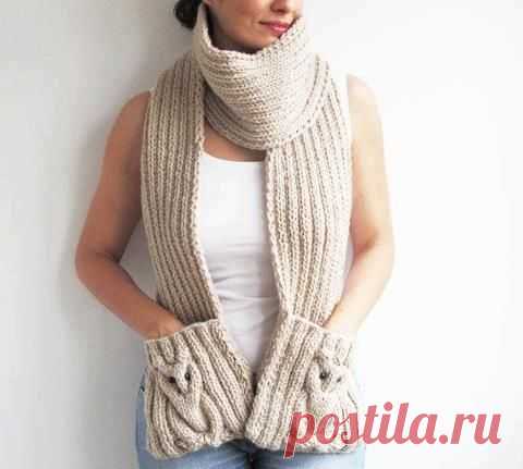 Scarf pattern "Owl". Beautiful scarf knitting pattern | Домоводство для всей семьи