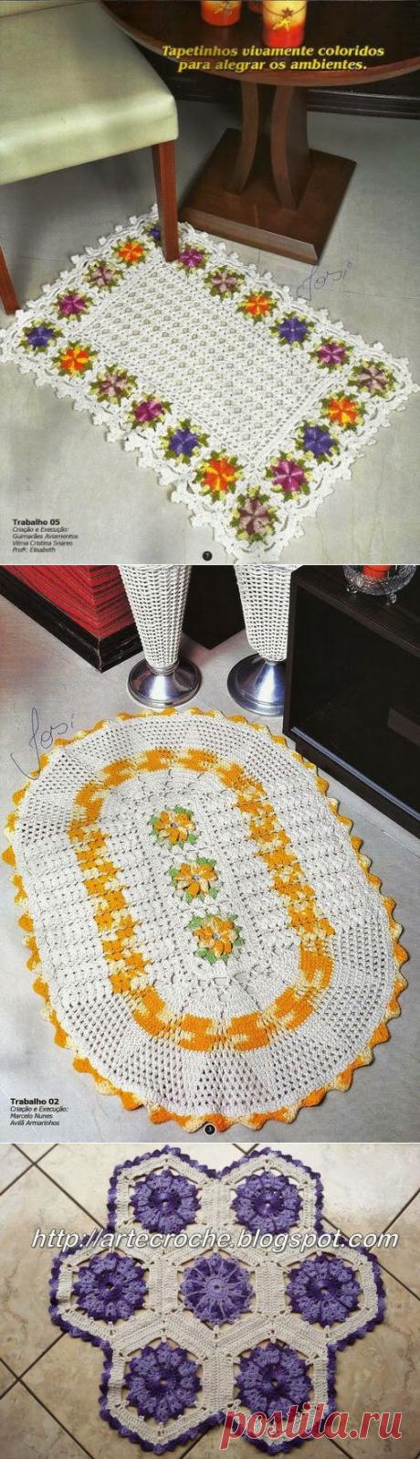 Коврики с использованием цветочных мотивов. Крючком. Схемы. / crochet103.blogspot.ru