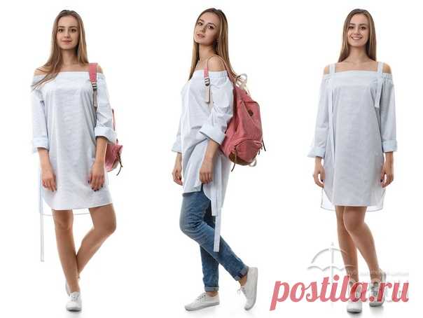 Платье рубашка с открытыми плечами
#Готовые_выкройки на размеры 46-48 (российские)

ДЕТАЛИ ВЫКРОЙКИ И РАСХОД ТКАНИ

Вам потребуется рубашечная ткань 1.75 м при ширине ткани 1.40 м. Резинка шириной 3 см и длиной 80 см.
Комплект лекал состоит из 6 деталей:
Перед – 1 деталь со сгибом
Спинка – 1 деталь со сгибом
Рукав – 2 детали
Карман – 4 детали
Манжета рукава – 2 детали
Обтачка верхнего среза платья – 1 деталь, она же используется для раскроя 2-х декоративных лент.

РАСКРОЙ ...