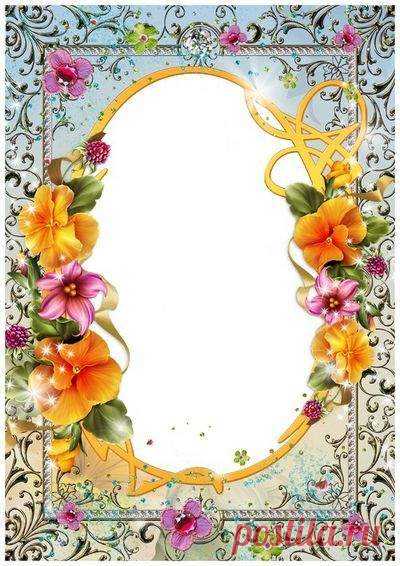 Plantilla de marco de foto de flor. Marco PNG transparente, plantilla de marco de fotos en capas PSD, descarga.