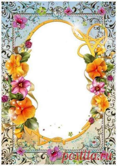 Plantilla de marco de foto de flor. Marco PNG transparente, plantilla de marco de fotos en capas PSD, descarga.