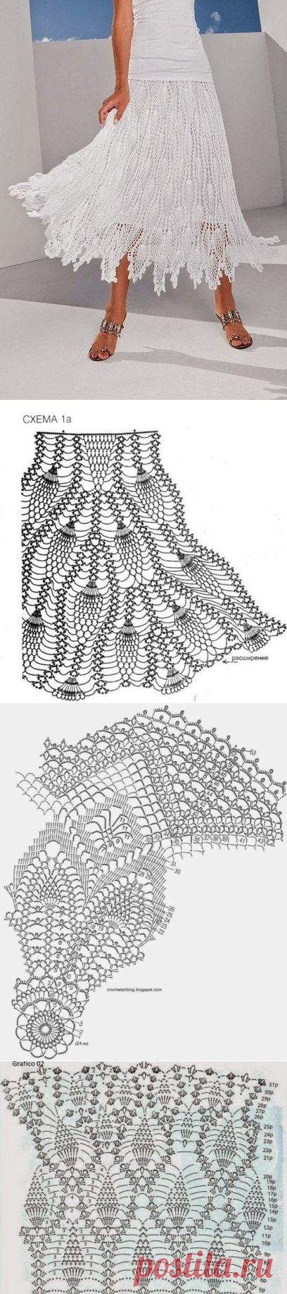 Нежная юбка крючком. |