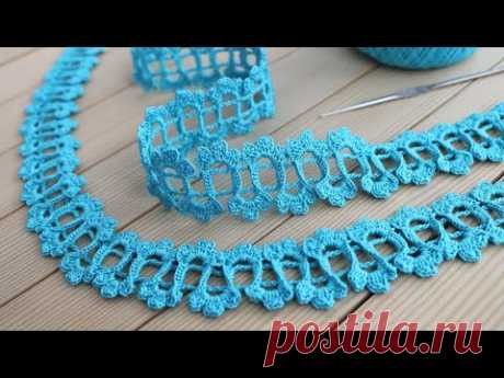 ТЕСЬМА вязание крючком КАЙМА для ирландского кружева МАСТЕР-КЛАСС Easy to Crochet TAPE LACE Tutorial