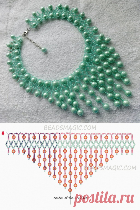 Free pattern for beaded necklace Fresh Mint | Beads Magic
