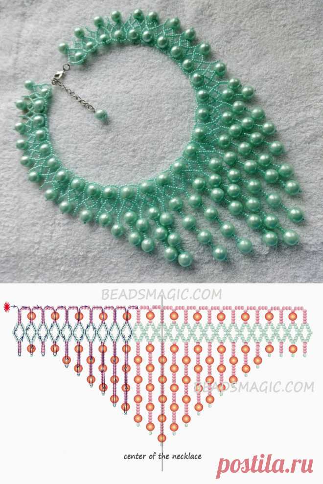 Free pattern for beaded necklace Fresh Mint | Beads Magic