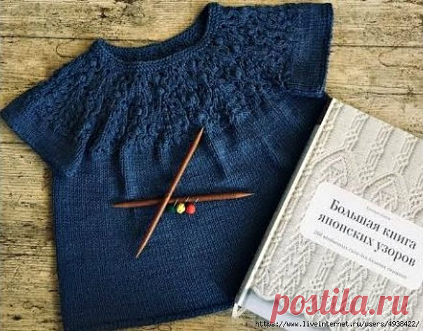 ТОП СПИЦАМИ ДЛЯ ДЕВОЧКИ. КРУГЛАЯ КОКЕТКА ЯПОНСКИМ УЗОРОМ. АЗИАТСКИЙ РОСТОК.