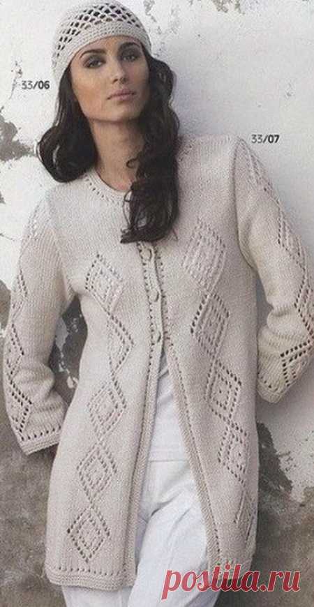 Жакет. Изящный ажур из уютной, легкой и мягкой пряжи. Жакет с красивым узором - женственно и практично! Удачная во всех отношениях идея: изящный ажур из уютной, легкой и мягкой пряжи. источник