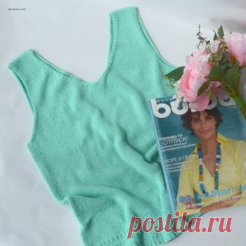 Летний базовый топ спицами,  Вязание для женщин ⠀Плотность 19п х 29-30р. Расчеты топа на размер 44-46. Автор описания @svetlana_kardi⠀На круговые спицы № 3 набрать 196 п. и вязать 2 ряда резинкой 1*1
