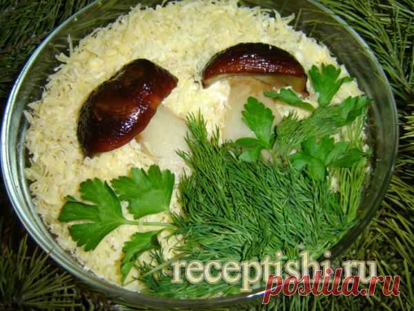 Салат "Боровичок" с жареными грибами и сыром | Кулинарные рецепты с фото на Рецептыши.ру