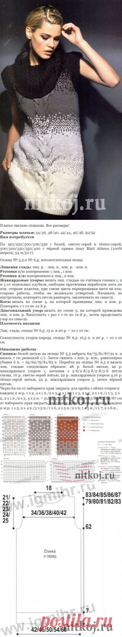 Платье спицами в четырех цветах &raquo; Ниткой - вязаные вещи для вашего дома, вязание крючком, вязание спицами, схемы вязания