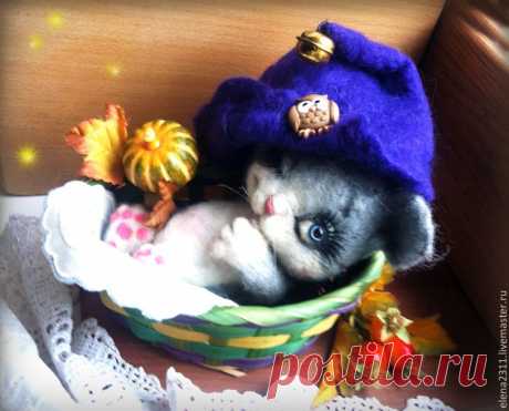 А Вы подарочек на Хэллоуин не желаете?(или котеночек в корзинке) - серый
