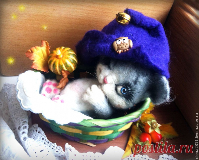 А Вы подарочек на Хэллоуин не желаете?(или котеночек в корзинке) - серый