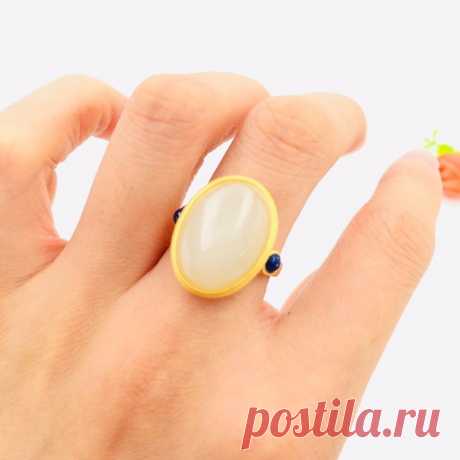 Hotan Jade Inlaid Ring-14K Gold Jade Ring for Women-Oval Gem | Etsy