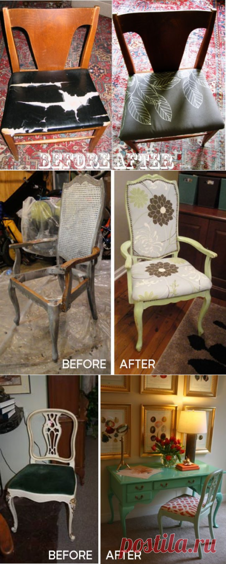 30 реальных примеров обновленных старых стульев