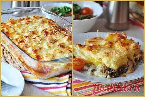 (+1) тема - Сливочно - сырная запеканка с грибами и картофелем | ВКУСНО ПОЕДИМ!