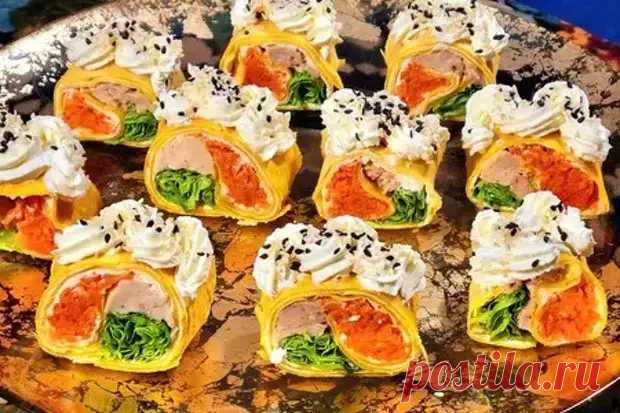 Вкусные рулеты с печенью трески