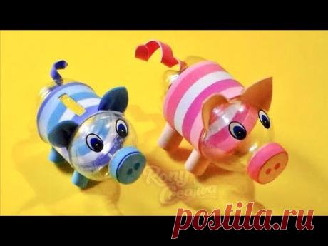 Cómo hacer cochinitos o cerditos con botellas de plástico recicladas / Ronycreativa manualidades