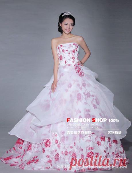 Цветочное свадебное платье красно-белое ::: альбом Дешевые свадебные платья на заказ (отправка практически в любую точку мира) ::: ОБЩЕСТВО » Свадьба / фото 25997563 600 x 786 io.ua