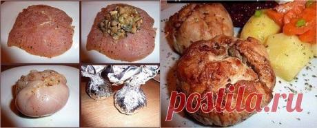 Куриные бомбочки с грибами.