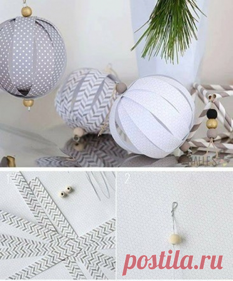 Ёлочные шары из бумаги — Поделки с детьми