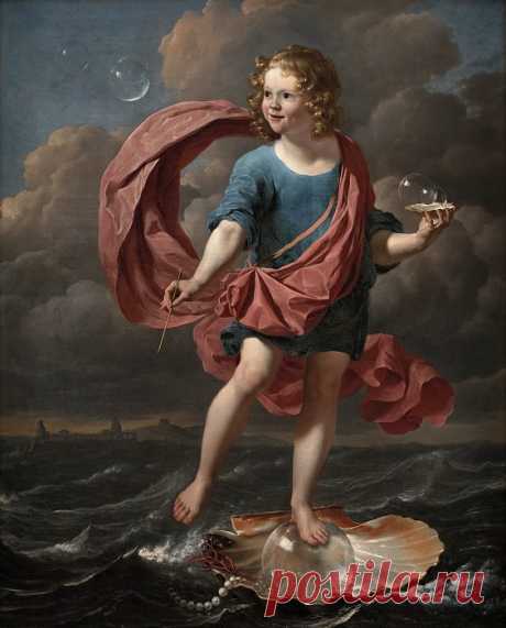 Дюжарден, Карел (1628-78) - Мальчик с мыльными пузырями (Аллегория бренности и скоротечности жизни). Копенгаген (SMK) Датская национальная галерея. Описание картины, скачать репродукцию.