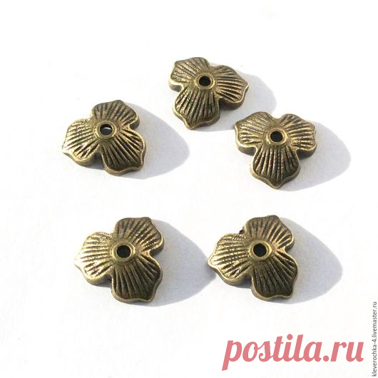 Купить Шапочки 11 мм для бусин цвет бронза(латунь) для украшений - фурнитура бижутерия, фурнитура для украшений