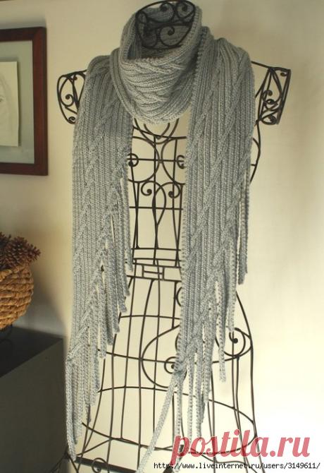 Симпатичный шарф - спицами