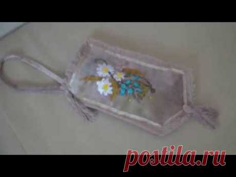 Бархатный футляр для очков с вышивкой своими руками.Velvet spectacle case with embroidery