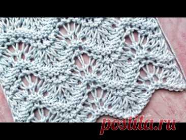 Эффектный ажурный узор с рельефными волнами 💥 Для вязания летнего топа, джемпера, сарафана