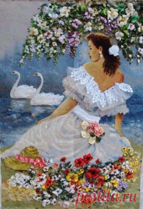 Ribbon embroidery - Gallery.ru / Фото #43 - Мои гобелены. - Delizia