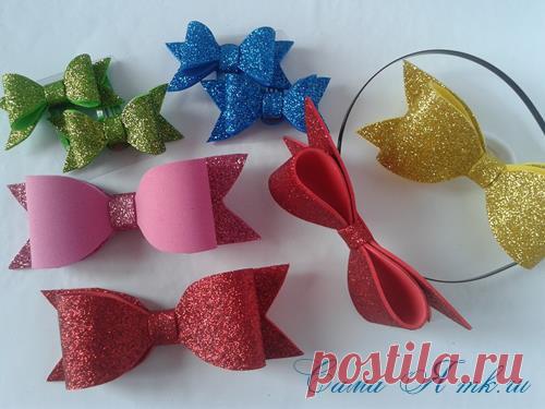 Красивый бантик из глиттерного фоамирана своими руками: готовый шаблон