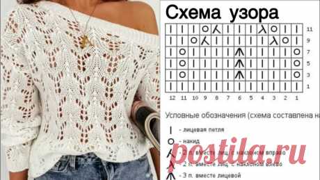 Шикарный ажурный узор для летних топов, кофточек (Вязание спицами) — Журнал Вдохновение Рукодельницы