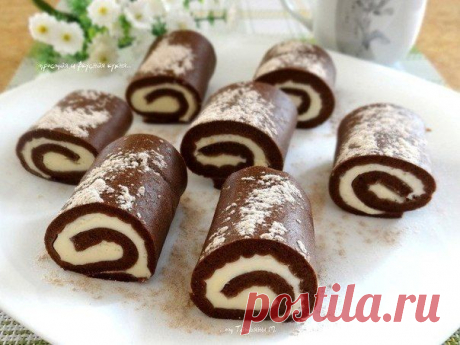 Шоколадные пирожные-рулетики
