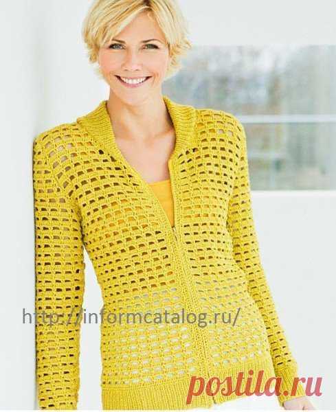 Жакет с капюшоном крючком | Ниточка