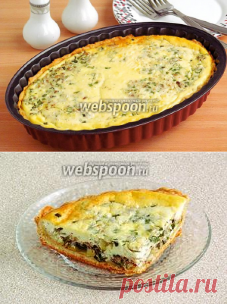 Киш с консервированной сайрой и соленым огурцом