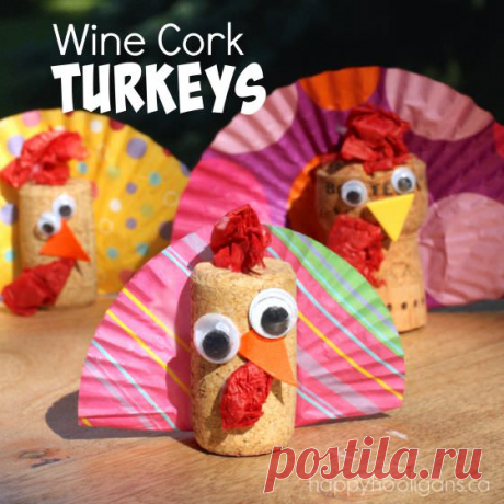 Wine Cork Turkey Decoration for Kids - Happy Hooligans
