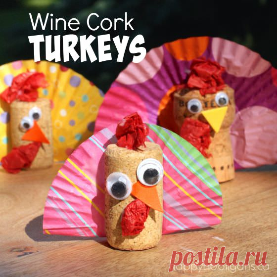 Wine Cork Turkey Decoration for Kids - Happy Hooligans
