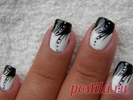 Black and White nail art tutorial - YouTube