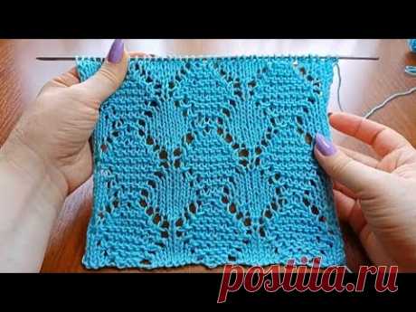 Ажурный узор "Ромбы" спицами+ схема. Knitting an openwork pattern "Rhombuses" + scheme.