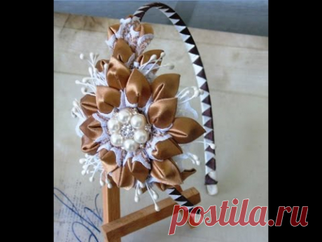 Ободок канзаши Грация своими руками, мастер-класс