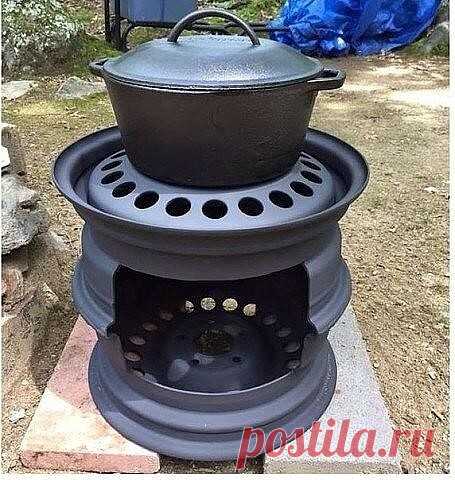 Оч. умелым ручкам: печка из старых дисков автоколёс